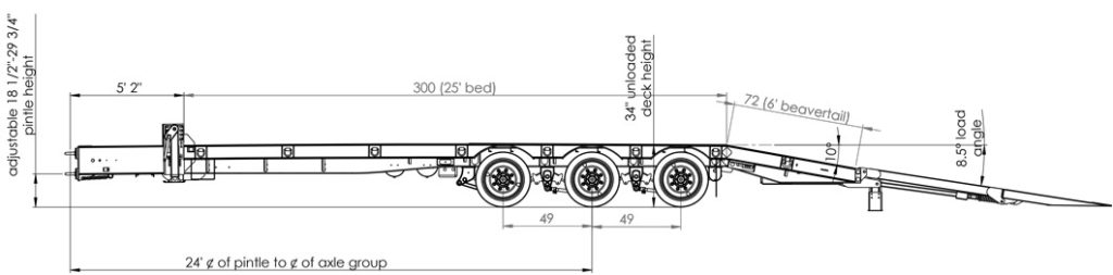 Bi Fold Ramp Trailer Line Drawing