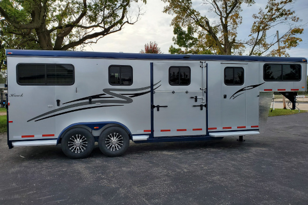 Hawk Trailers | Gooseneck | Model Model 135: 3 Horse Gooseneck 2+1 w/dress & sideramp for sale at Leonard Truck & Trailer, Inc., Ohio